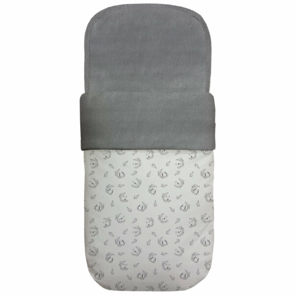 Saco capazo en tejido estampado impermeable diseño Florencia gris interior en pelo gris marengo