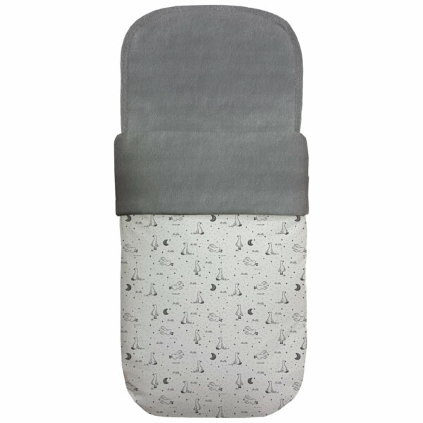 Saco capazo en tejido estampado impermeable diseño Lucca gris interior en pelo gris marengo