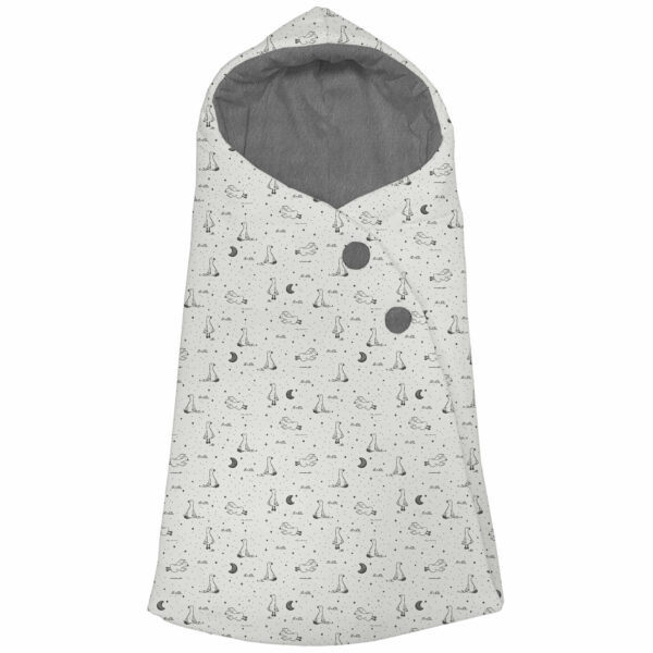 Saco en pelo estampado por fuera modelo capucha Lucca gris para el interior pelo gris marengo