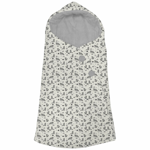 Saco en pelo estampado por fuera modelo capucha Lyon gris para el interior pelo gris perla