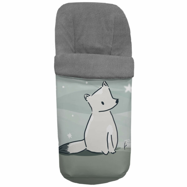 Saco para silla en tejido estampado impermeable modelo gemelar diseño Arán interior en pelo gris marengo