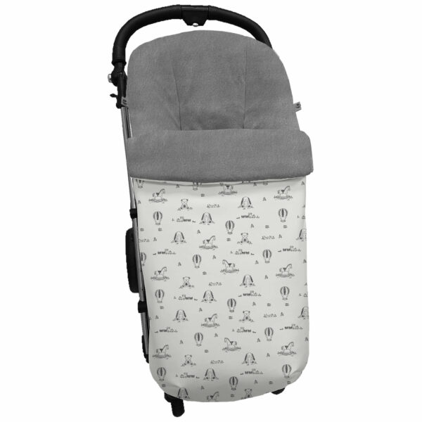 Saco para silla en tejido estampado impermeable modelo global diseño Sueños gris interior en pelo gris marengo