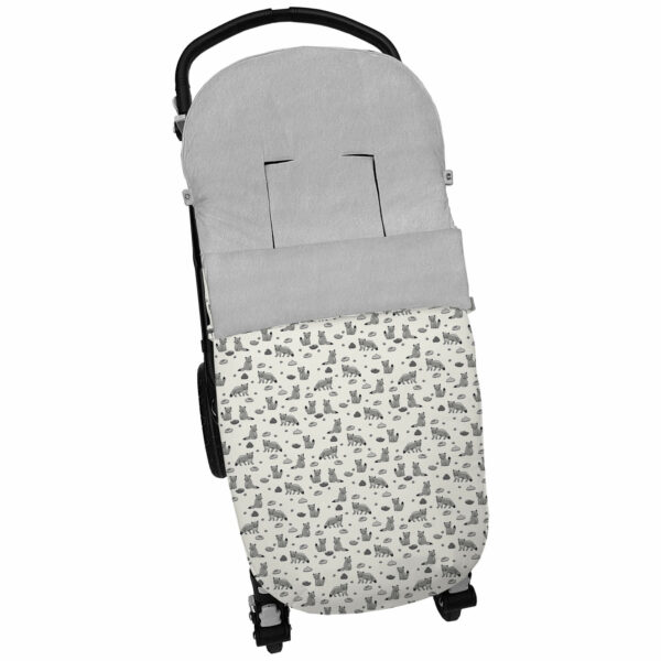 Saco para silla en tejido estampado impermeable modelo universal diseño Lyon gris interior en pelo gris perla