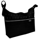 1653 Bolsos Alex Polipiel Jaretas Negro Puntilla y Topitos Blanco