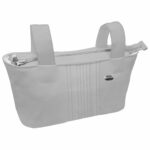 1567 Bolsos Leslie Piqué Jaretas Gris Puntilla y Topitos Blanco