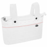 1561 Bolsos Leslie Piqué Jaretas Blanco Puntilla y Topitos Rosa