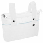 1558 Bolsos Leslie Piqué Jaretas Blanco Puntilla y Topitos Celeste