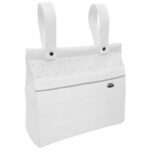 1559 Bolsos Leslie Piqué Jaretas Blanco Puntilla y Topitos Gris