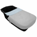 5428 Colchas Capazo Ariel Piqué Gris Bordado Estrellitas Celeste