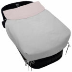 5431 Colchas Capazo Ariel Piqué Gris Bordado Estrellitas Rosa