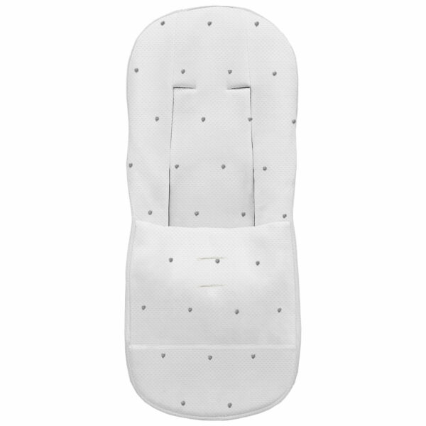 Funda para silla modelo básica en tejido napoles de algodón color blanco con bordado de bodoques gris