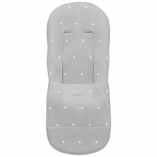 Funda para silla modelo básica en tejido napoles de algodón color gris con bordado de bodoques blanco