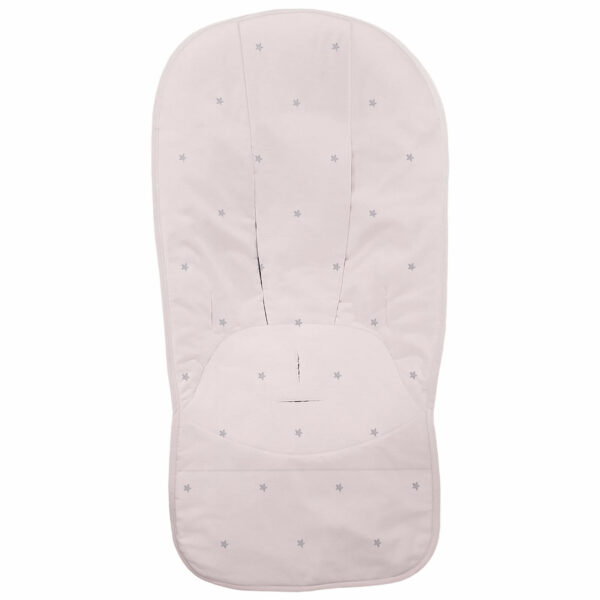 Funda para silla modelo global en tejido piqué de algodón color rosa con bordado de estrellas gris