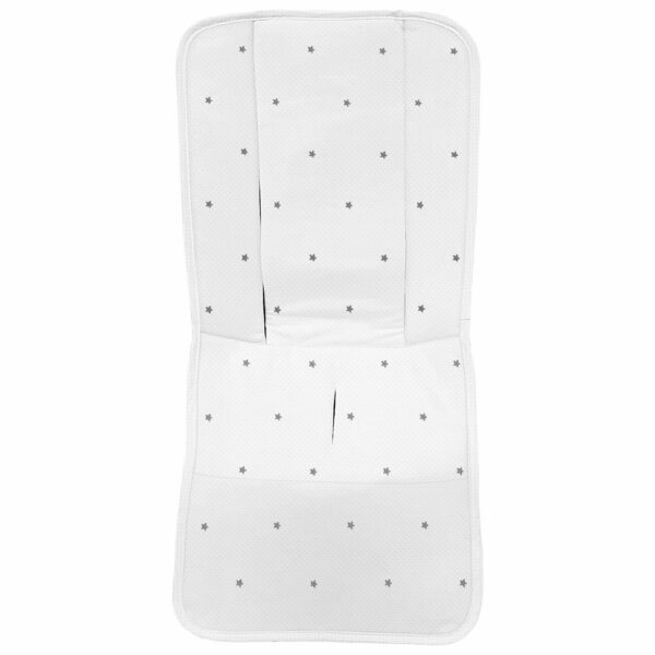 Funda para silla modelo recta en tejido napoles de algodón color blanco con bordado de estrellas gris