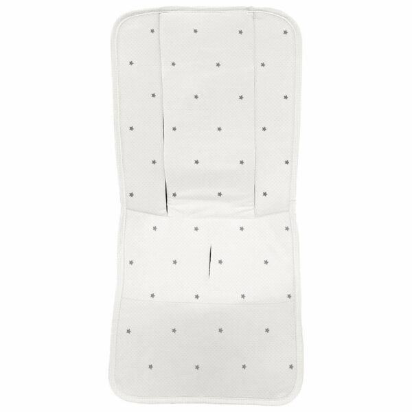 Funda para silla modelo recta en tejido napoles de algodón color crudo con bordado de estrellas gris