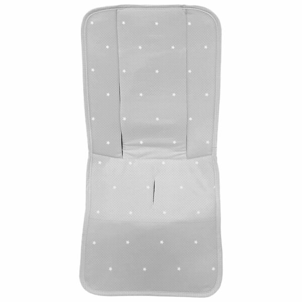 Funda para silla modelo recta en tejido napoles de algodón color gris con bordado de estrellas blanco