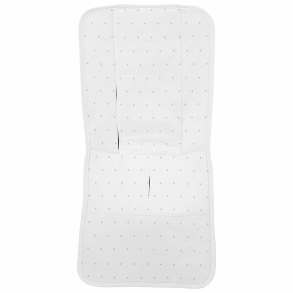 Funda para silla modelo recta en tejido piqué de algodón color blanco con bordado de estrellitas gris