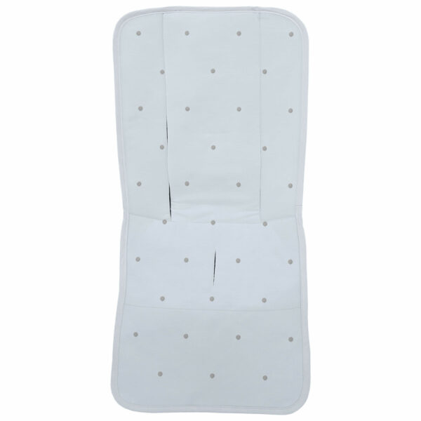 Funda para silla modelo recta en tejido piqué de algodón color celeste con bordado de bodoques gris