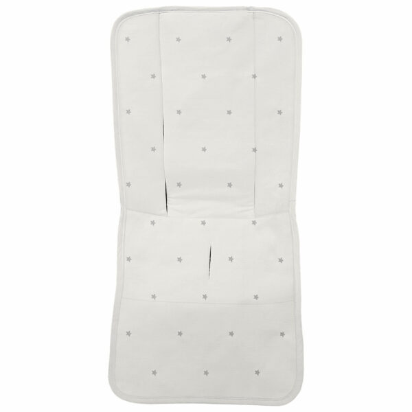 Funda para silla modelo recta en tejido piqué de algodón color crudo con bordado de estrellas gris