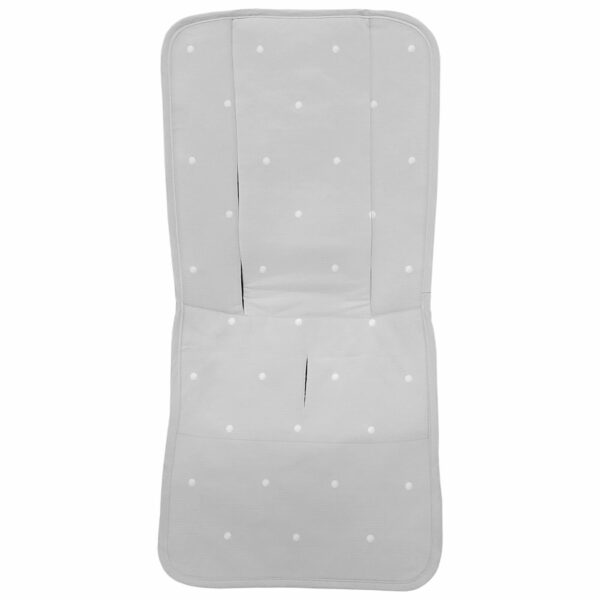 Funda para silla modelo recta en tejido piqué de algodón color gris con bordado de bodoques blanco