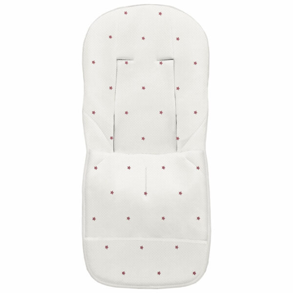 Funda para silla modelo universal en tejido napoles de algodón color crudo con bordado de estrellas maquillaje