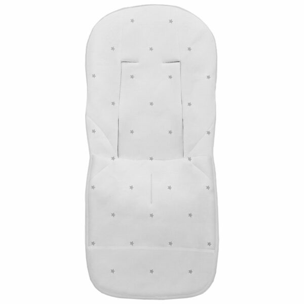 Funda para silla modelo universal en tejido piqué de algodón color blanco con bordado de estrellas gris