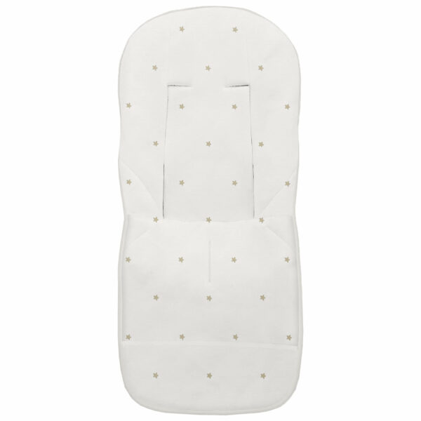 Funda para silla modelo universal en tejido piqué de algodón color crudo con bordado de estrellas tostado