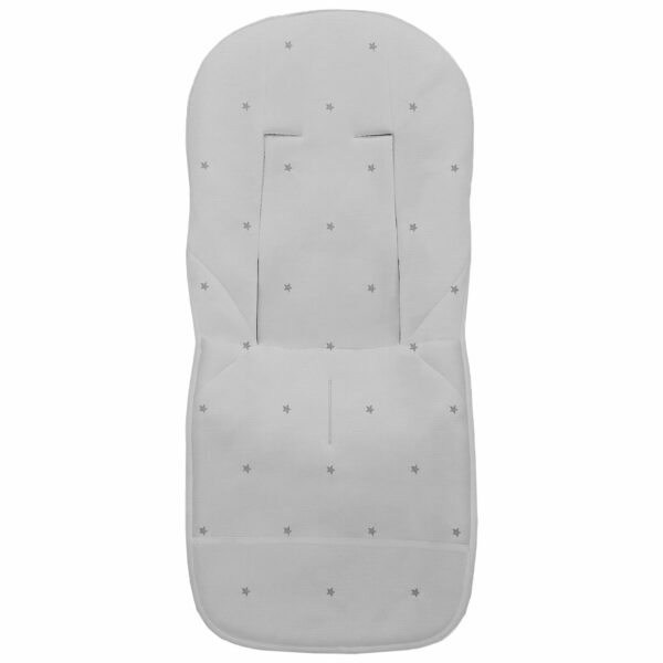 Funda para silla modelo universal en tejido piqué de algodón color gris con bordado de estrellas gris