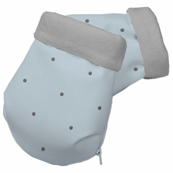 Guantes para proteger tus manos del frío en polipiel celeste bordado bodoques gris