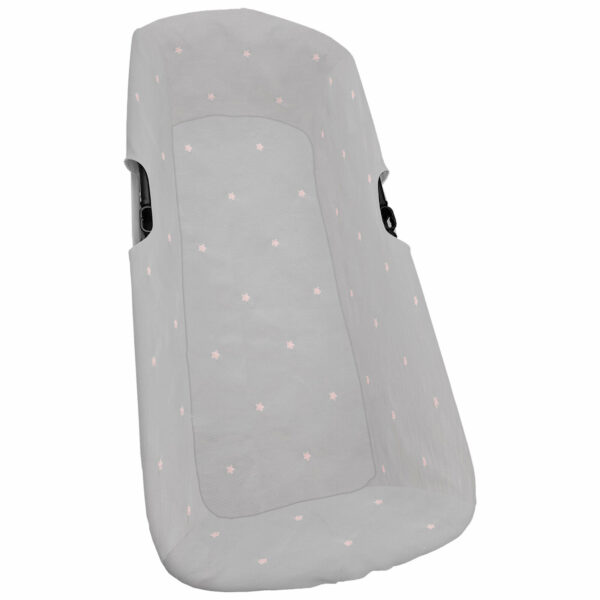 Interior universal para capazo en tejido piqué gris con bordado de estrellas rosa