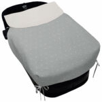 5040 Sacos de Capazo con Colcha Denís Piqué Gris Bordado Topitos Crudo