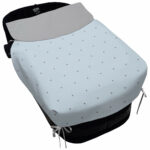 5095 Sacos de Capazo con Colcha Remy Polipiel Celeste Bordado Topitos Gris