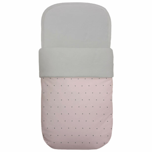 Saco para capazo polipiel rosa bordado estrellitas gris piqué gris Por su forma y tamaño apto para todo tipo de capazos.