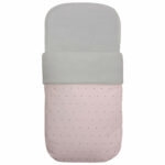 3604 Sacos para Capazo Remy Polipiel Rosa Bordado Topitos Gris
