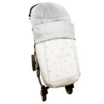 3110 Sacos de Silla Polipiel Crudo con Entredós Ochos Bordado Bodoques