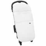 3244 Sacos de Silla Leslie Piqué Jaretas Blanco Puntilla y Topitos Celeste