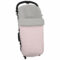 Saco para silla modelo global en tejido polipiel rosa con bordado de topitos gris. Interior en piqué gris