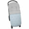 Saco para silla modelo universal en tejido polipiel celeste con bordado de bodoques gris. Interior en napoles gris