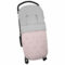 Saco para silla modelo universal en tejido polipiel rosa con bordado de bodoques gris. Interior en napoles gris