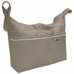 1040 Bolsos Alex Polipiel Jaretas Tostado Puntilla y Topitos Blanco