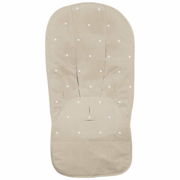 Funda para silla modelo global en tejido napoles de algodón color Tostado con bordado de estrellas Blanco