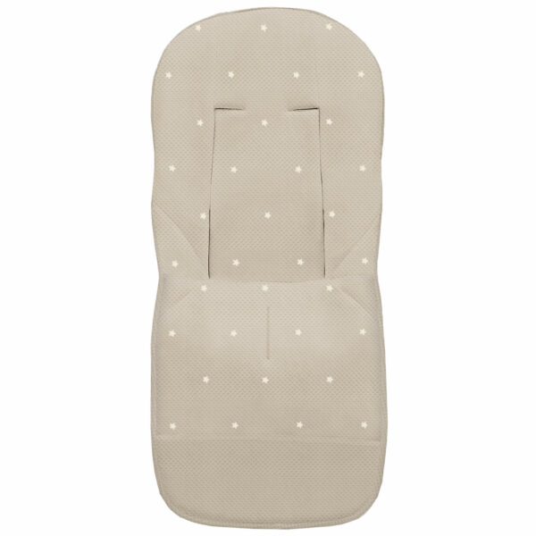 Funda para silla modelo universal en tejido napoles de algodón color Tostado con bordado de estrellas Crudo