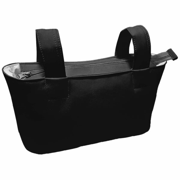 Bolso para silla modelo mini en tejido polipiel lisa color negro brillo