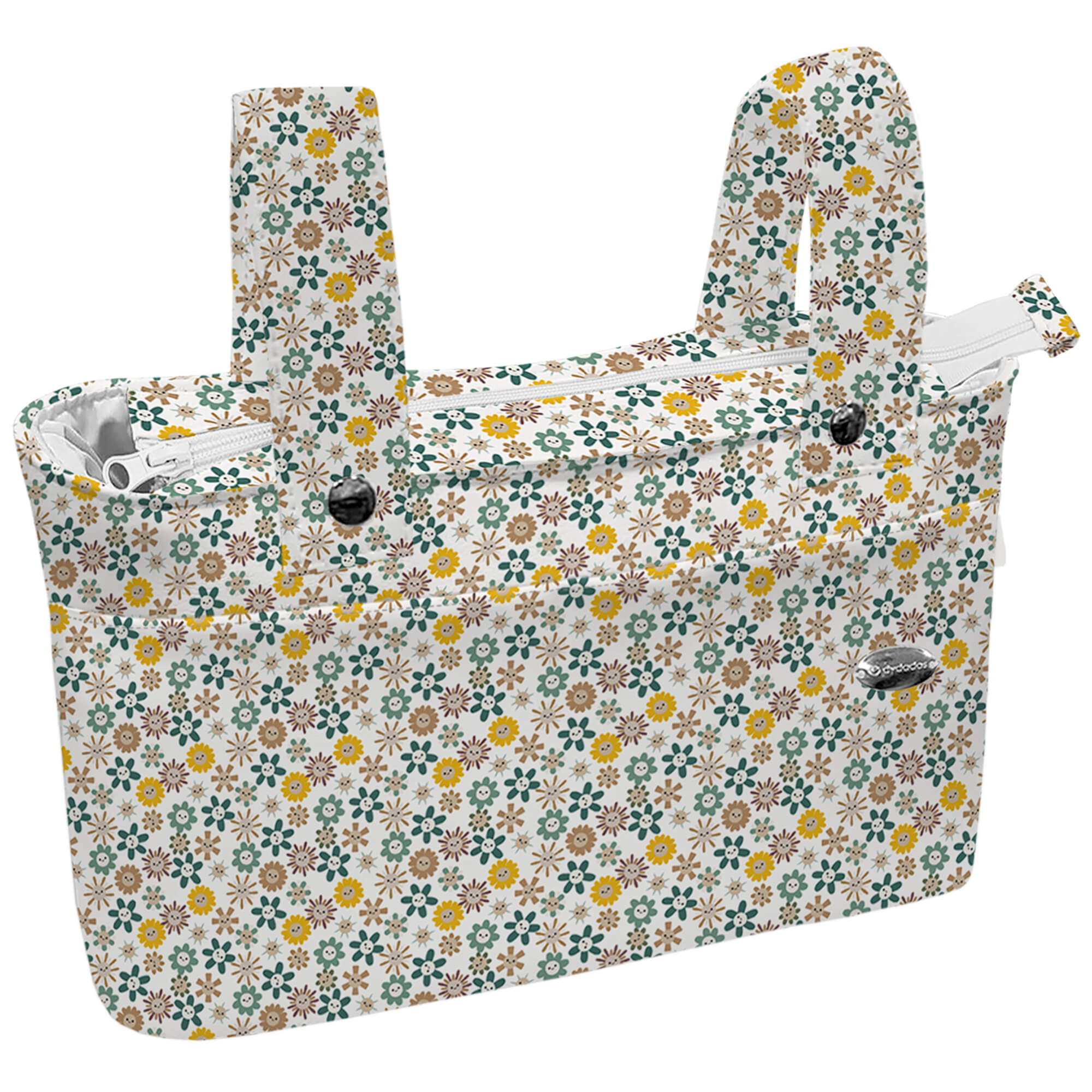 Bolso organizador sin volante Thiago claro Bolso para silla modelo organizador en tejido impermeable estampado sin volante Thiago claro