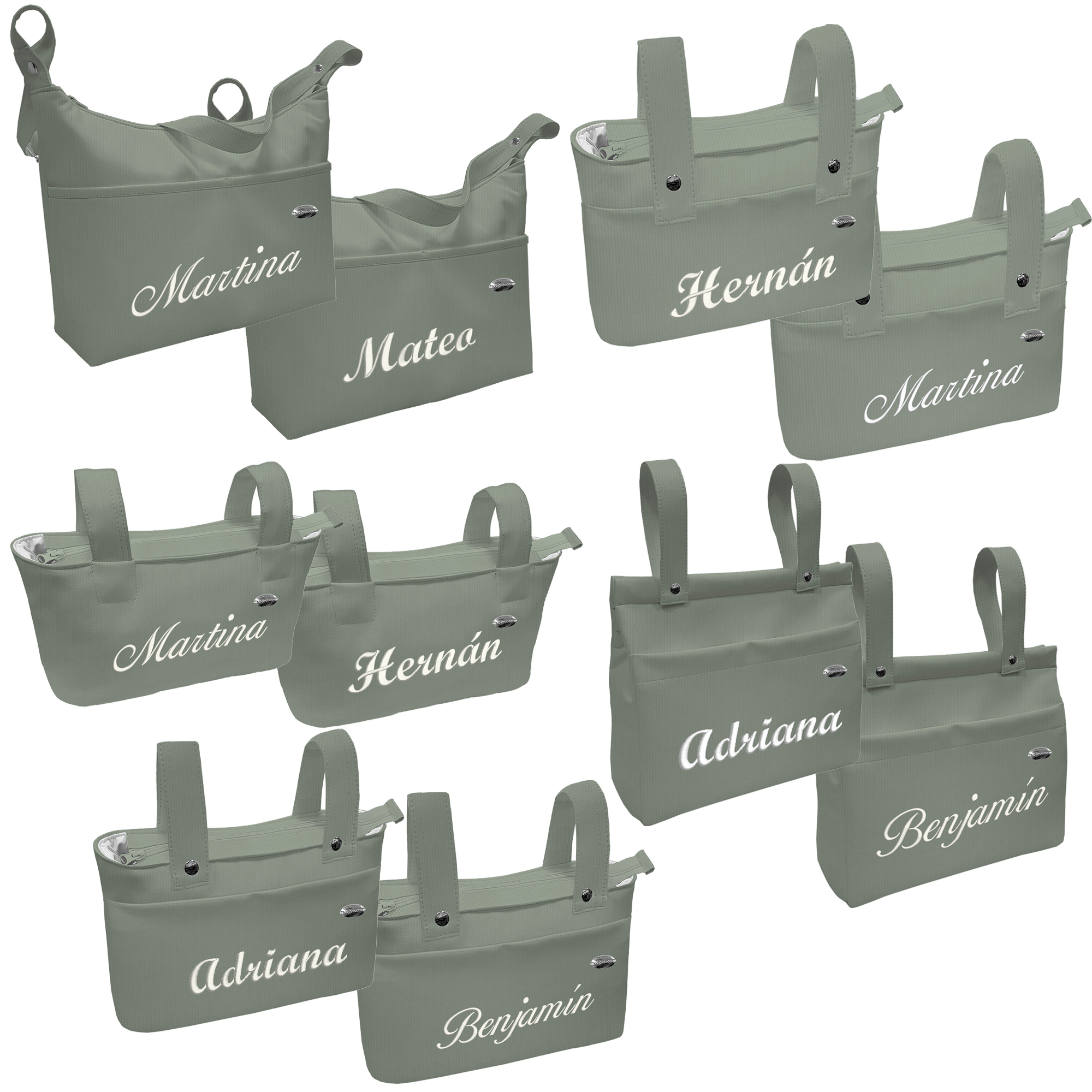 bolsos puzzle verde bordados