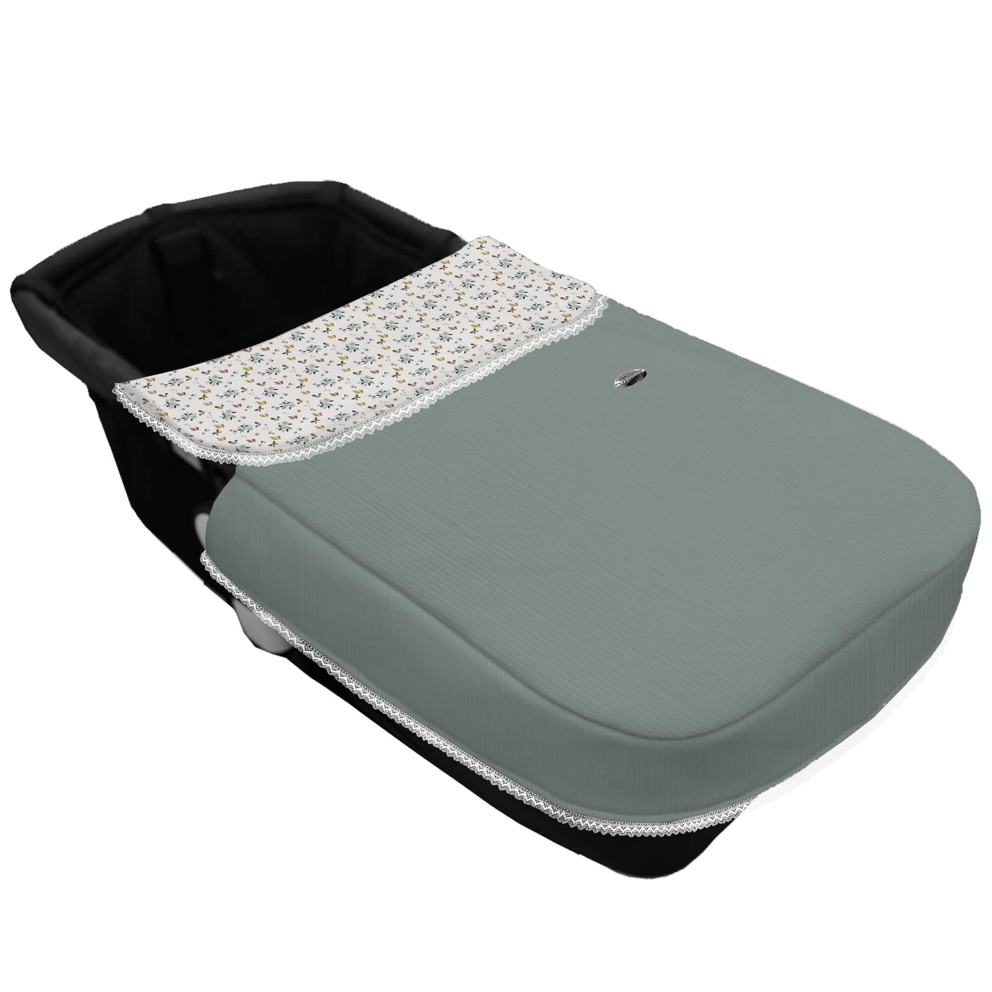 Colcha cinturón Zoe verde Colcha para capazo con cinturón Zoe verde