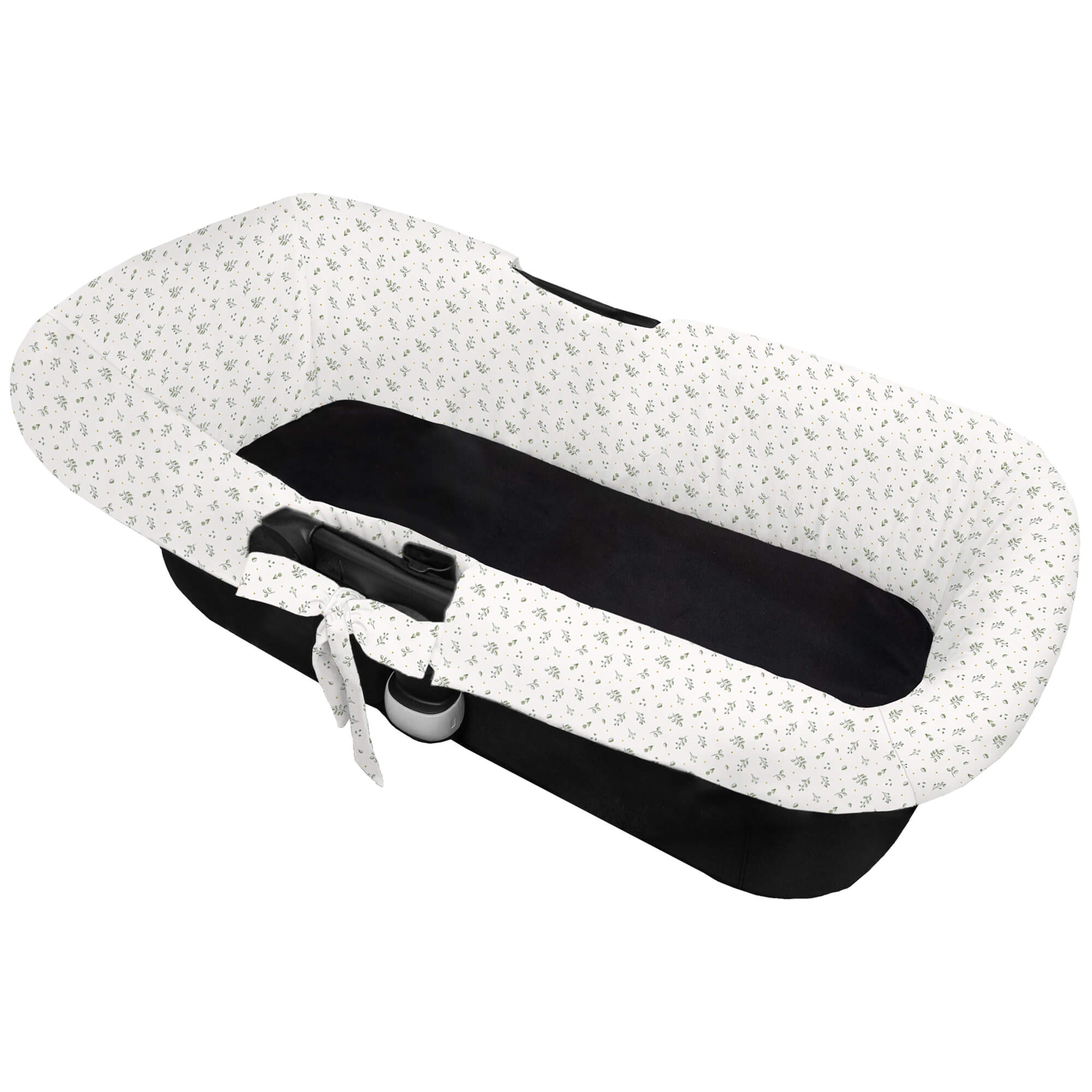 Interior de capazo modelo universal de lazadas en tejido estampado Luan Verde Interior de capazo modelo universal de lazadas en tejido estampado diseño Luan Verde