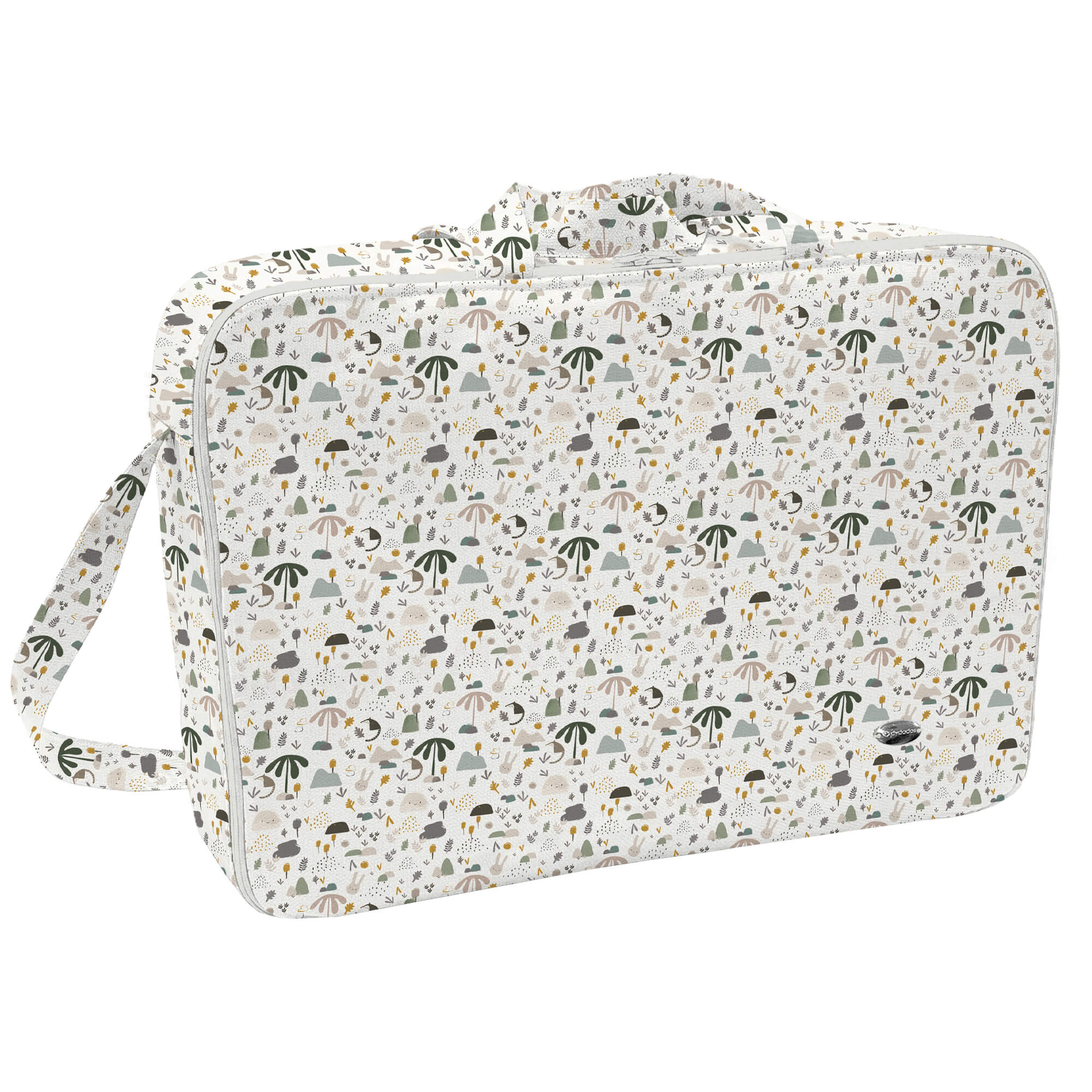 Maleta tejido estampado Creta Maleta en tejido estampado Creta. Para el interior tejido blanco impermeable.