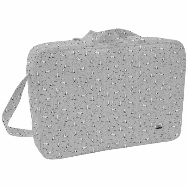 Maleta en tejido estampado Mónaco. Para el interior tejido blanco impermeable.