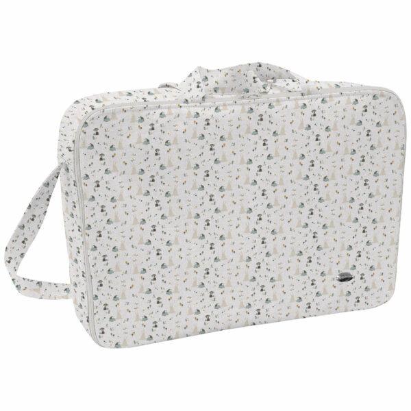 Maleta en tejido estampado Orlando Azul - Ever. Para el interior tejido blanco impermeable.